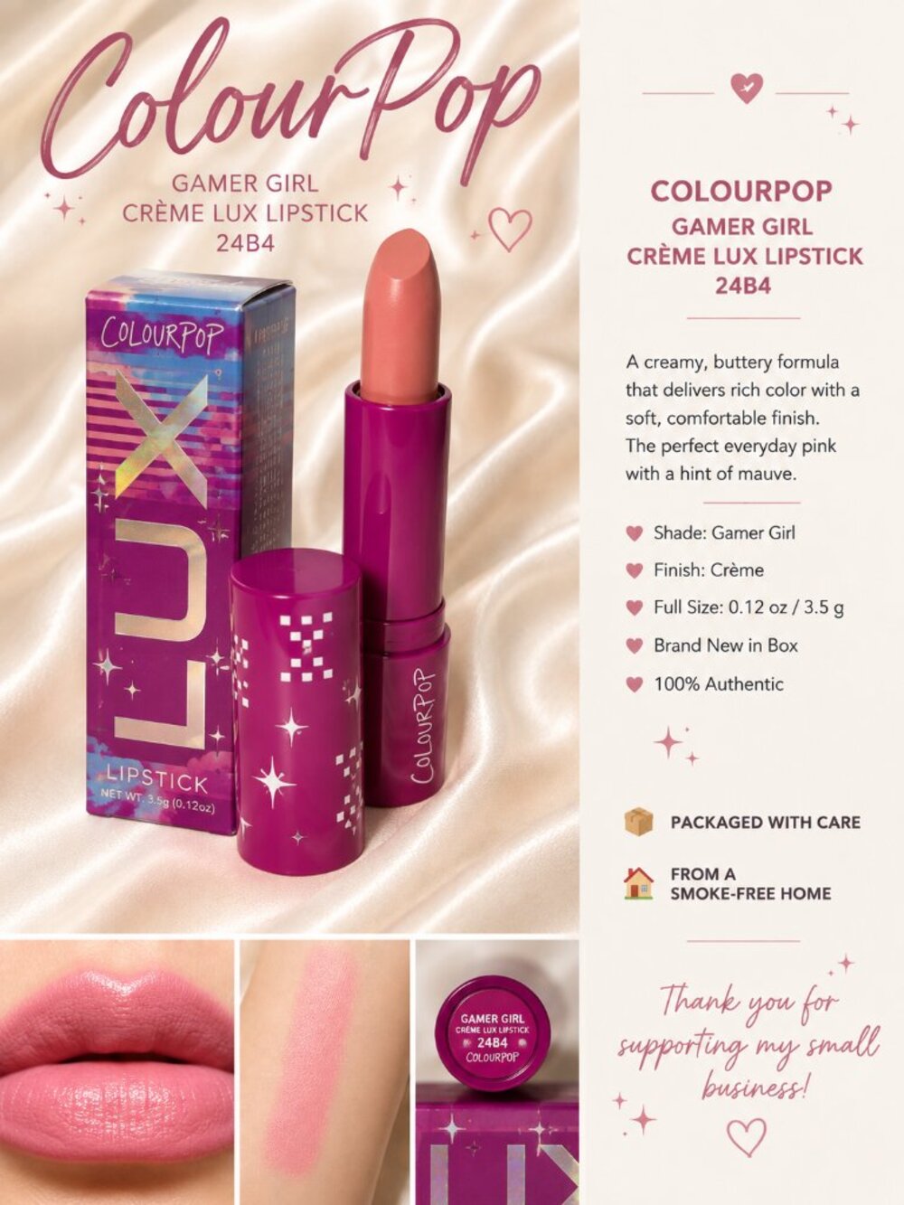 ColourPop Gamer Girl Crème Lux Lipstick 24B4